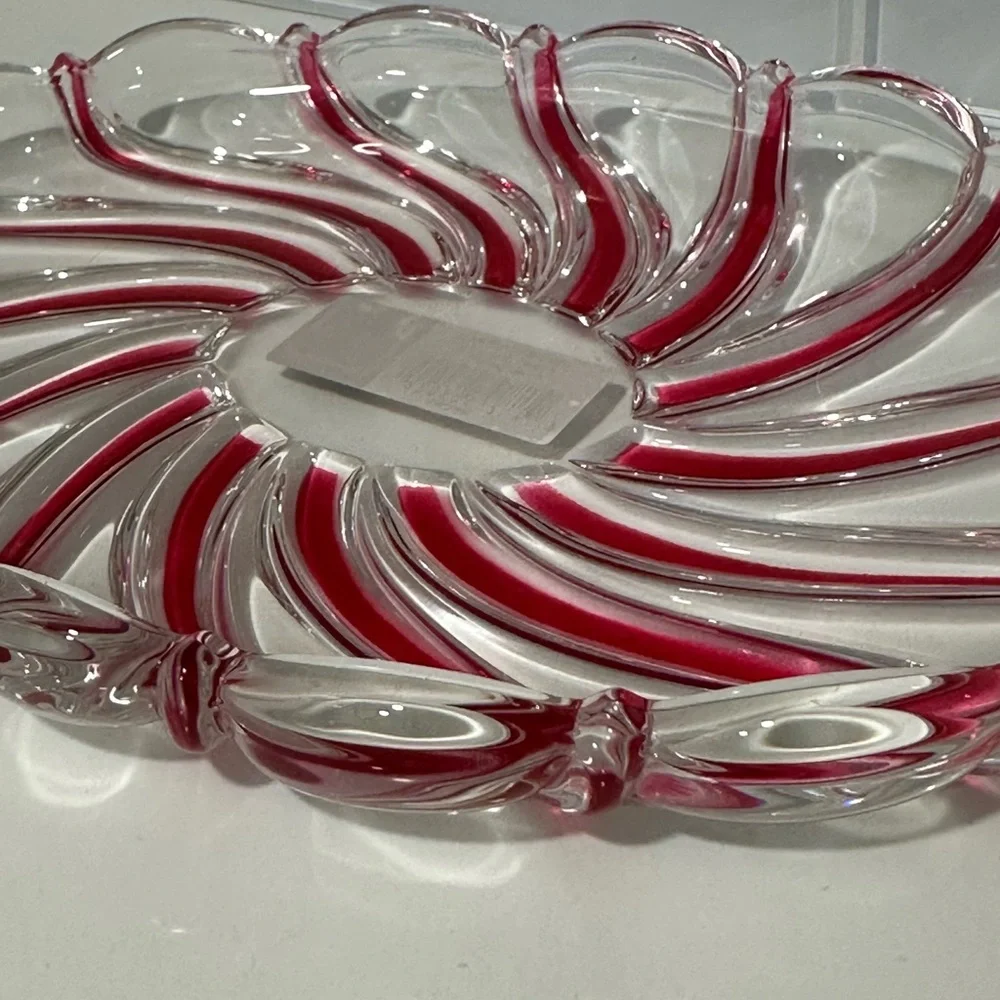 Vintage Mikasa Peppermint Red Swirl Candy Dish 9 1/2